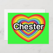 I Liebe Chester: Regenbogenherz Postkarte (Vorne/Hinten)
