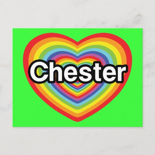 I Liebe Chester: Regenbogenherz Postkarte (Vorderseite)