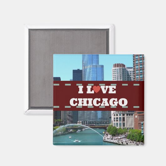 I Liebe Chicago Cityscape Magnet (Vorderseite/Rückseite)