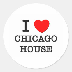 I Liebe-Chicago-Haus Runder Aufkleber