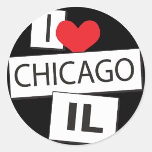 I Liebe Chicago IL Runder Aufkleber