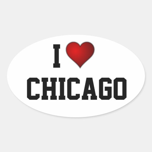 I Liebe Chicago Ovaler Aufkleber (Vorderseite)