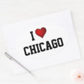 I Liebe Chicago Ovaler Aufkleber (Umschlag)