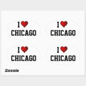 I Liebe Chicago Ovaler Aufkleber (Blatt)