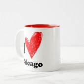 I Liebe Chicago Zwei-Tonen-Kaffee-Tasse Zweifarbige Tasse (Vorderseite Links)