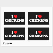 I LIEBE CHICKENS RECHTECKIGER AUFKLEBER (Blatt)