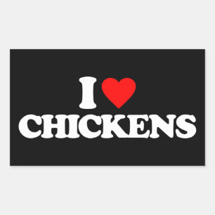 I LIEBE CHICKENS RECHTECKIGER AUFKLEBER