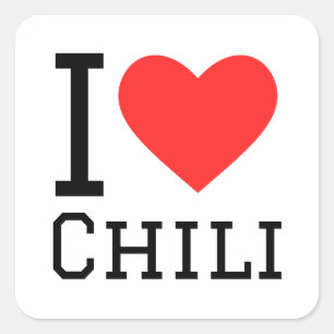 I LIEBE CHILI QUADRATISCHER AUFKLEBER