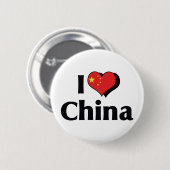 I Liebe China Flag Button (Vorne & Hinten)