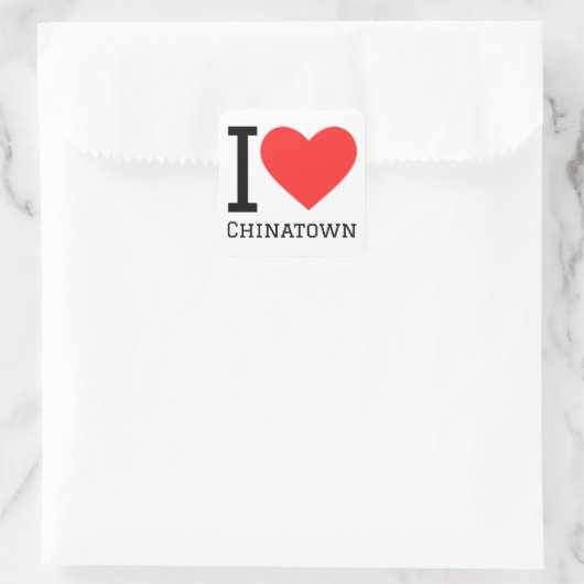 I Liebe Chinatown Quadratischer Aufkleber (Tasche)