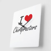 I Liebe Chiropraktoren Quadratische Wanduhr (Winkel)