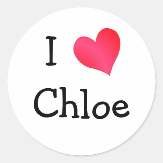 I Liebe Chloe Runder Aufkleber (Vorderseite)