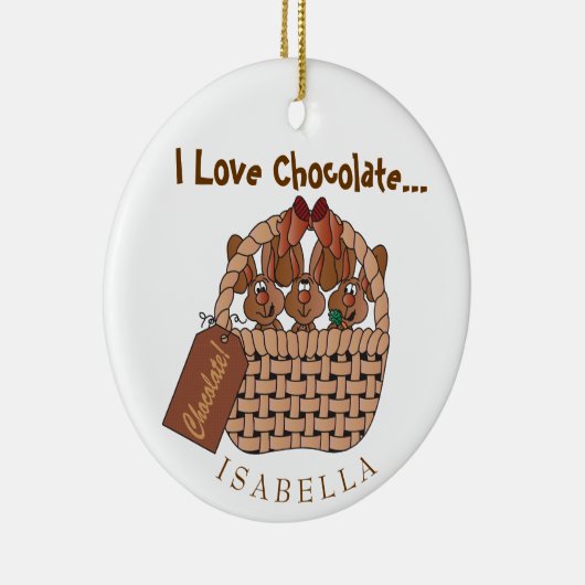 I Liebe Chocolate Bunny Basket Keramik Ornament (Rechts)