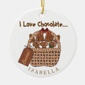 I Liebe Chocolate Bunny Basket Keramik Ornament (Vorne)