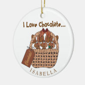 I Liebe Chocolate Bunny Basket Keramik Ornament (Links)
