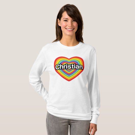 I Liebe Christlich: Regenbogenherz T-Shirt (Vorne ganz)