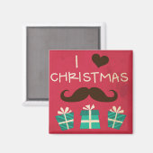 I Liebe Christmas Mustache Magnet (Vorderseite/Rückseite)