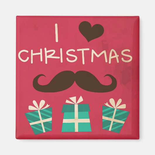 I Liebe Christmas Mustache Magnet (Vorne)