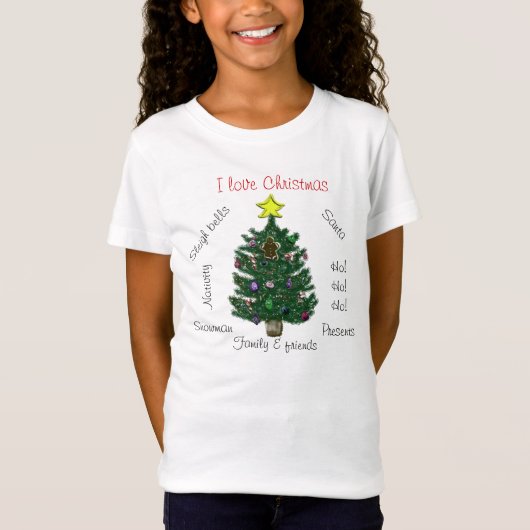 I Liebe Christmas Yellow Star Gingerbread Man Tree T-Shirt (Vorderseite)