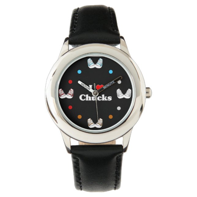 I Liebe Chucks Watch (schwarz) Armbanduhr (Vorderseite)