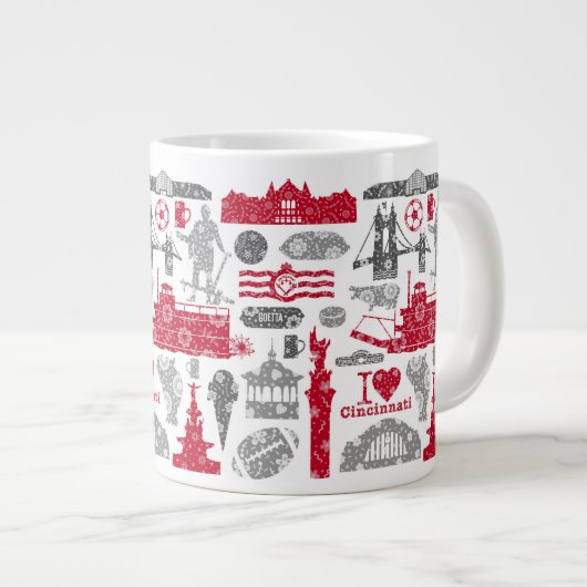 I Liebe Cincinnati 20oz Keramik Tasse (Vorderseite Rechts)