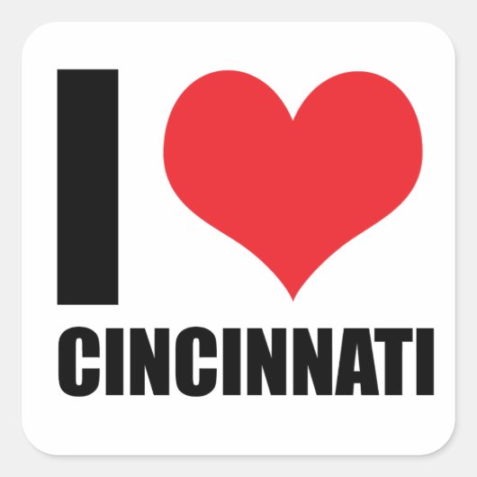 I Liebe Cincinnati Quadratischer Aufkleber (Vorderseite)