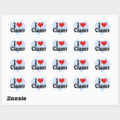I Liebe Clams Runder Aufkleber (Blatt)