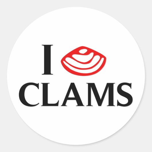 I Liebe Clams Runder Aufkleber (Vorderseite)