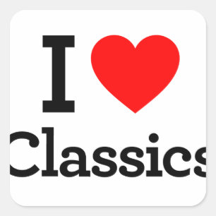 I Liebe Classics Quadratischer Aufkleber