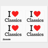 I Liebe Classics Rechteckiger Aufkleber (Blatt)
