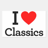 I Liebe Classics Rechteckiger Aufkleber (Vorderseite)