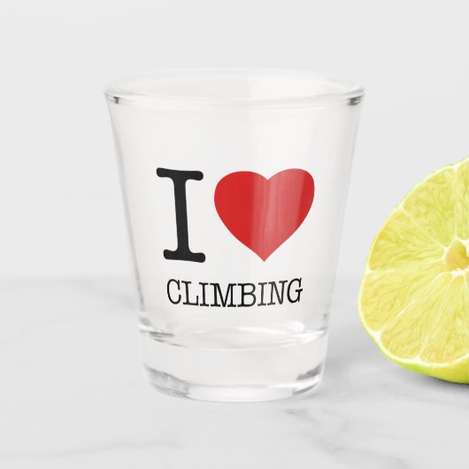 I LIEBE CLIMBING SCHNAPSGLAS (Vorderseite)