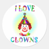 I LIEBE CLOWNS RUNDER AUFKLEBER (Vorderseite)