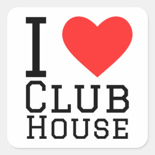 I Liebe Club House Quadratischer Aufkleber