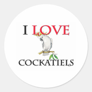 I Liebe Cockatiels Runder Aufkleber