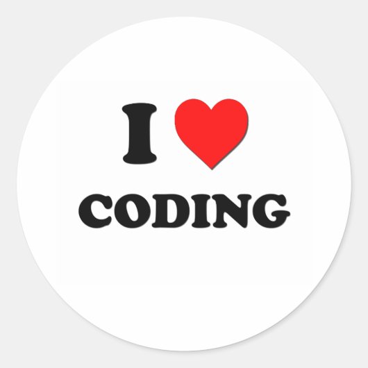 I Liebe Coding Runder Aufkleber (Vorderseite)
