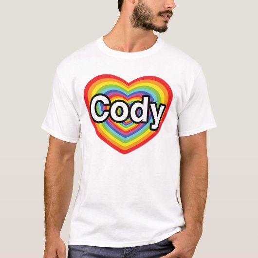 I Liebe Cody: Regenbogenherz T-Shirt (Vorderseite)