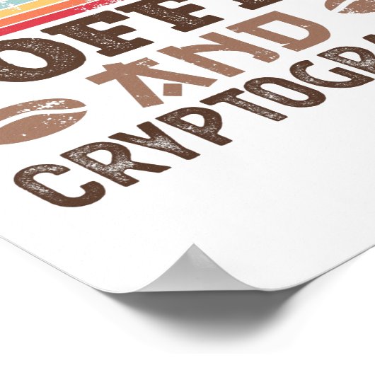 I Liebe Coffee and Cryptography Retro Sunset Gift Poster (Ecke)