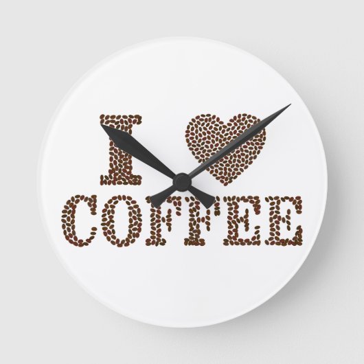 I Liebe Coffee Boans Wall Art Runde Wanduhr (Vorderseite)