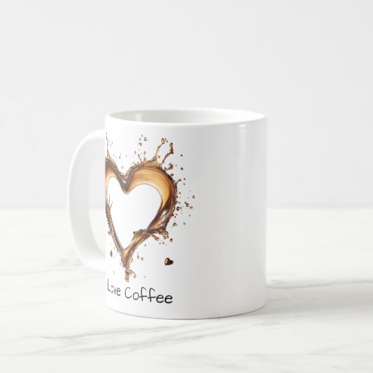 I Liebe Coffee, Herz-Coffee Splash Design, Funny Kaffeetasse (Vorderseite Links)