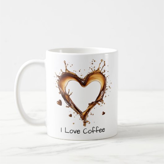I Liebe Coffee, Herz-Coffee Splash Design, Funny Kaffeetasse (Links)