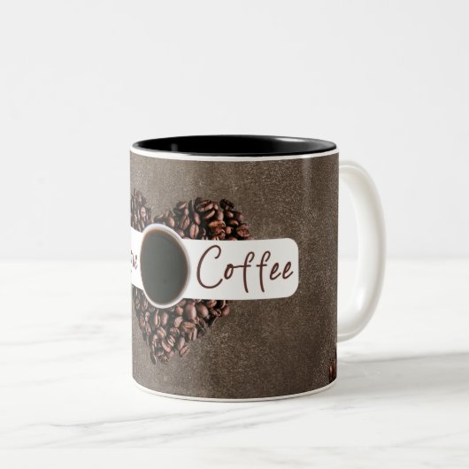 "I Liebe Coffee" mit Kaffeebohnen Tasse Herz (VorderseiteRechts)