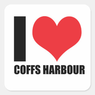 I Liebe Coffs Harbour Quadratischer Aufkleber