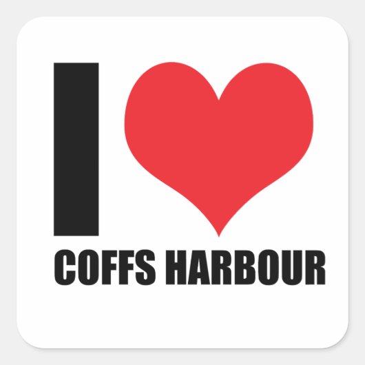 I Liebe Coffs Harbour Quadratischer Aufkleber (Vorderseite)