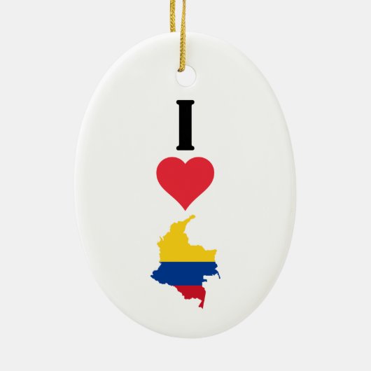 I Liebe Colombia Vertikal I Herzenlandkarte Keramik Ornament (Hinten)
