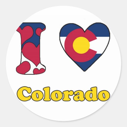 I Liebe Colorado Runder Aufkleber (Vorderseite)
