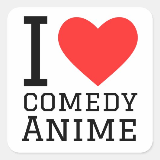 I Liebe Comedy Animes Quadratischer Aufkleber (Vorderseite)
