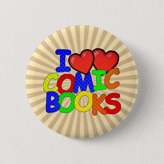 I Liebe Comic Books Button (Vorderseite)