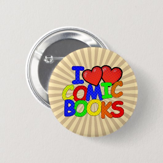 I Liebe Comic Books Button (Vorne & Hinten)