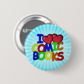 I Liebe Comic Books Button (Vorne & Hinten)